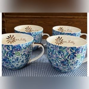 Lilly Pulitzer lot of four coffee cups.